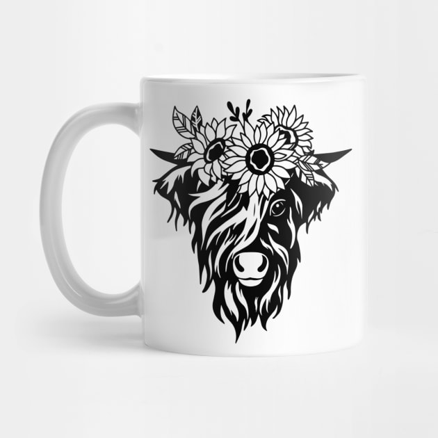 Highland Cow Floral by uncommontee